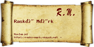 Raskó Márk névjegykártya